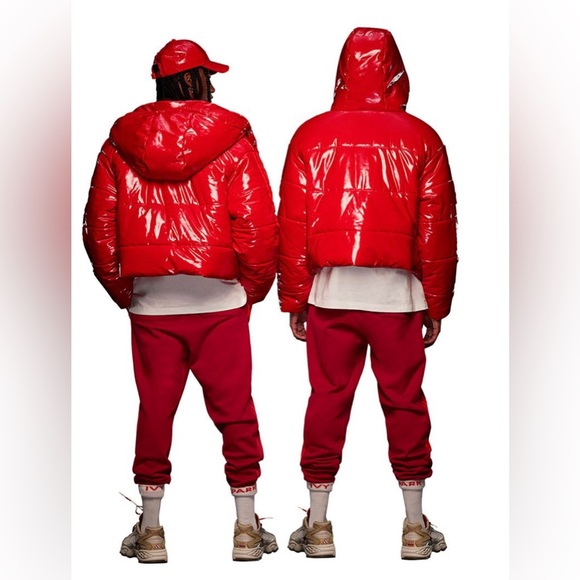 New with tags Ivy park adidas by Beyoncé red faux latex puffer. Large. - Picture 13 of 16